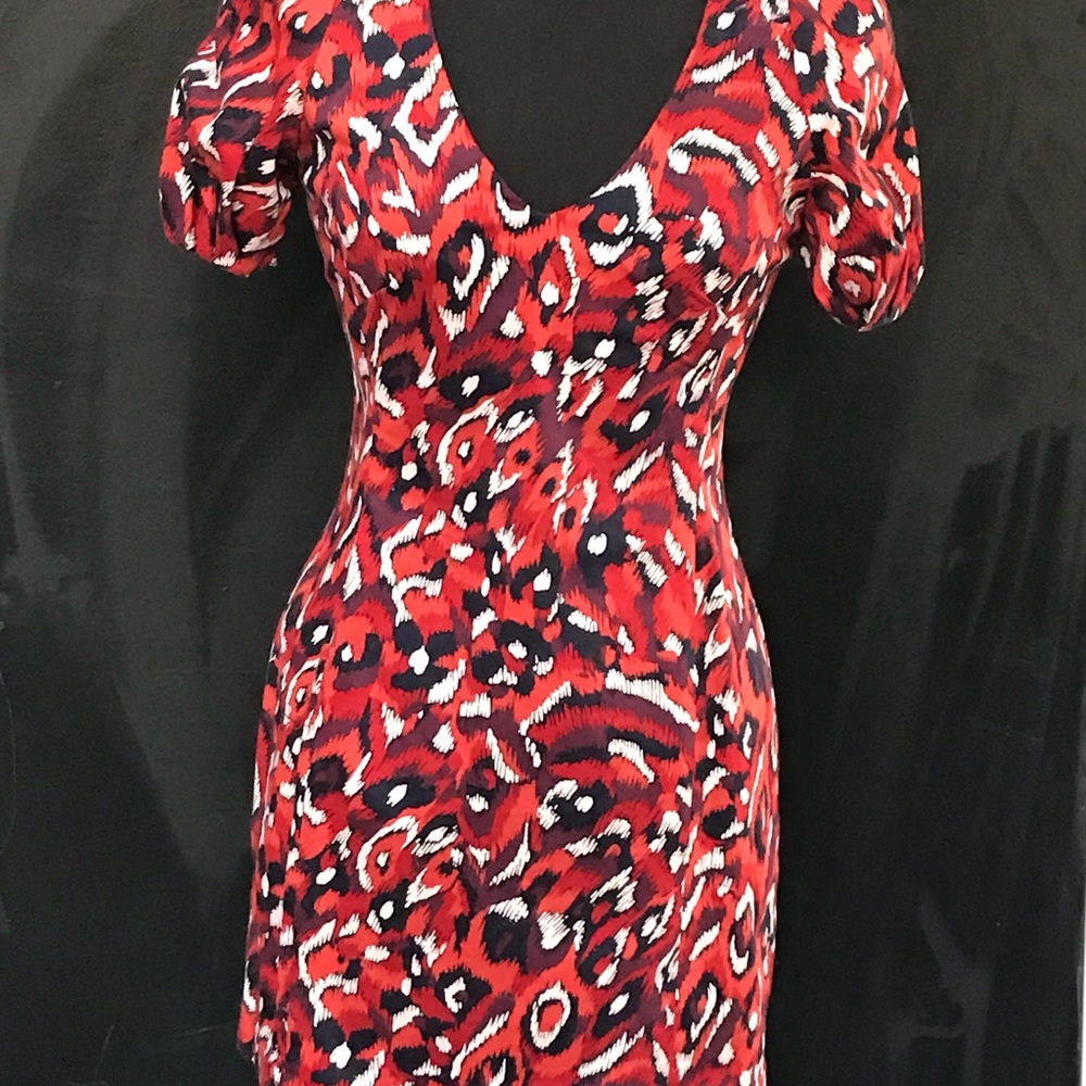 French Connection Poof Sleeve Mini Dress Sz 6 - Picture 2 of 6